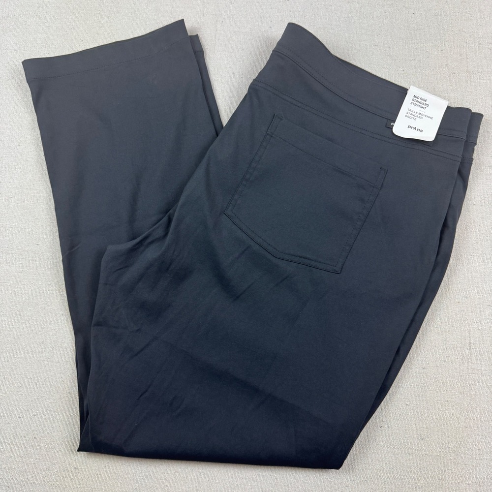 prAna 20W Stretch Zion Halle Pant Plus Womens Black Straight Mid Rise 2141561